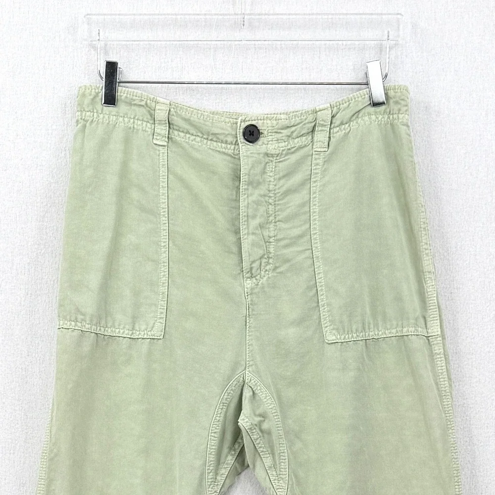 ZARA The Tokyo Trouser Pants Women Small Green Cuffed Cropped Wide leg Cargo